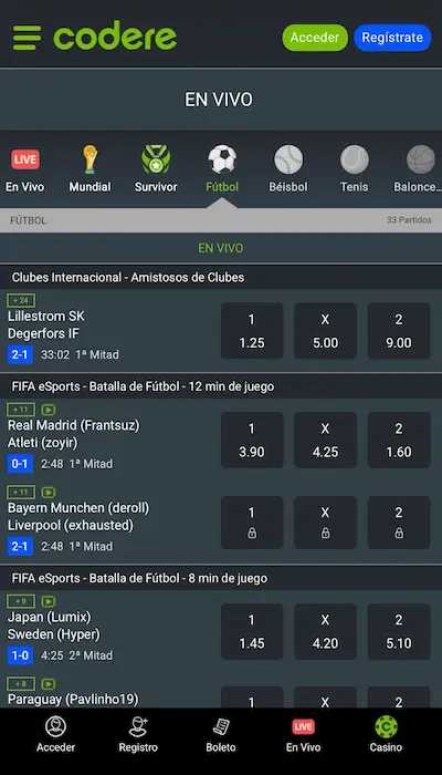 Apuestas en vivo - Codere Live