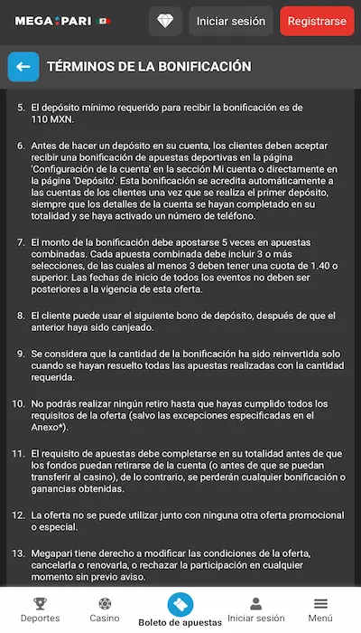 Código promocional Megapari - 3