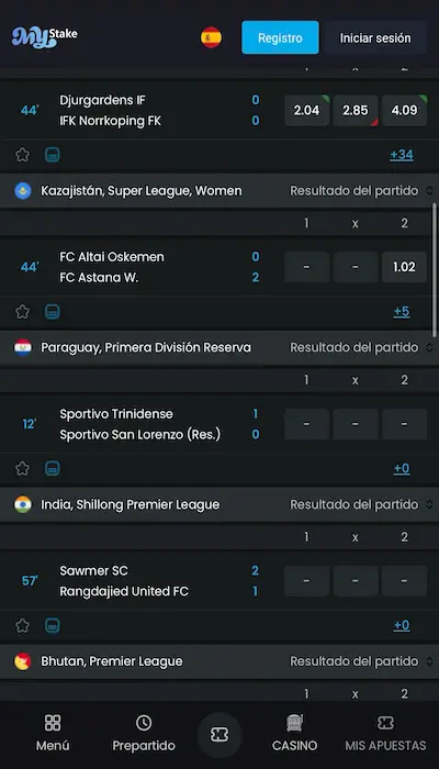 Apuestas en vivo - Mystake Live