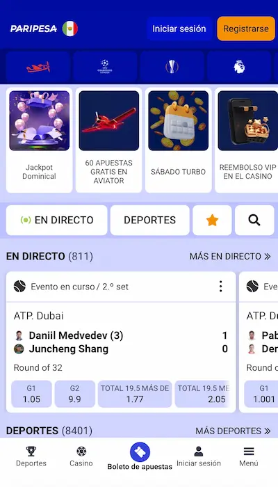 Paripesa página principal
