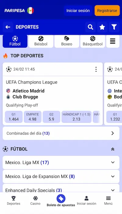 Paripesa lista de partidos