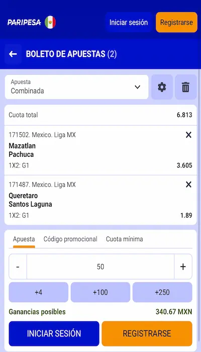 Paripesa combinadas