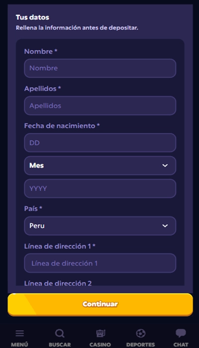 Registro Roobet