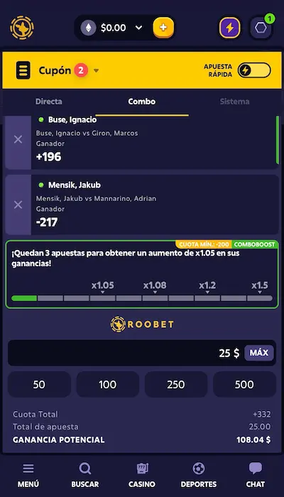 Roobet Apuesta combinada