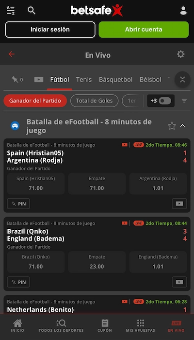Apuestas en vivo en Betsafe Perú