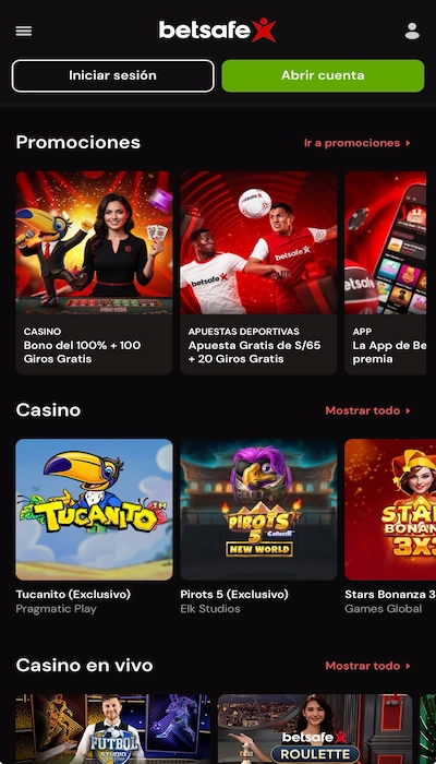 Betsafe página principal