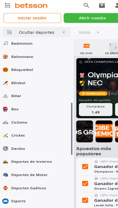Betsson Perú sports