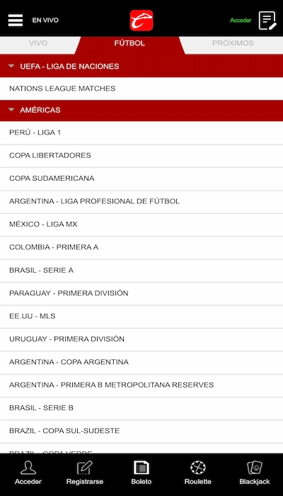 Caliente lista de partidos