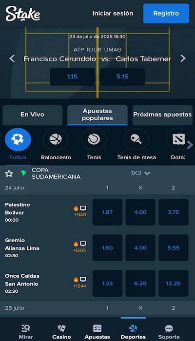 Stake lista de partidos
