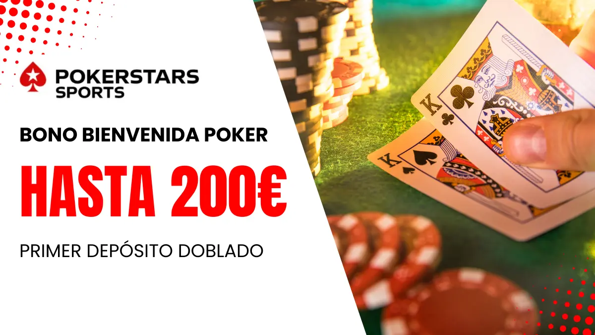 Promoción de bono de bienvenida de PokerStars Sports mostrando oferta de apuesta gratis