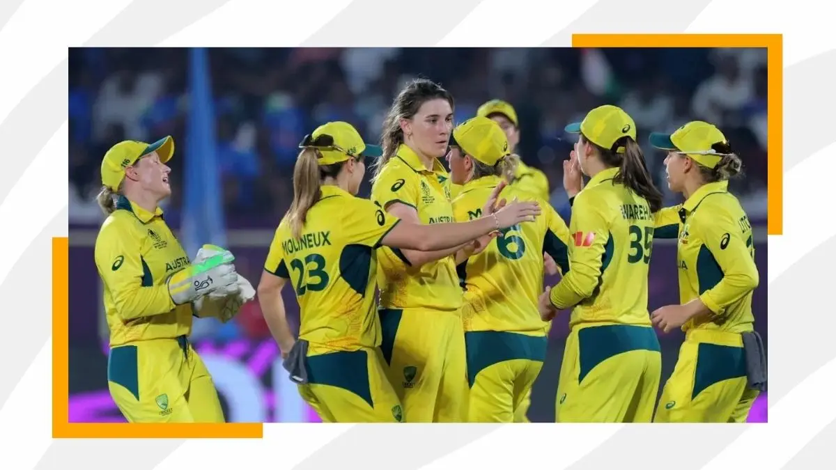 Australia women's cricket players celebrating