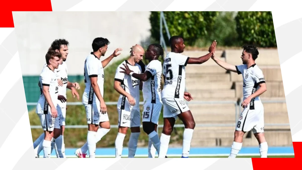 besiktas players celebrate during preseason game