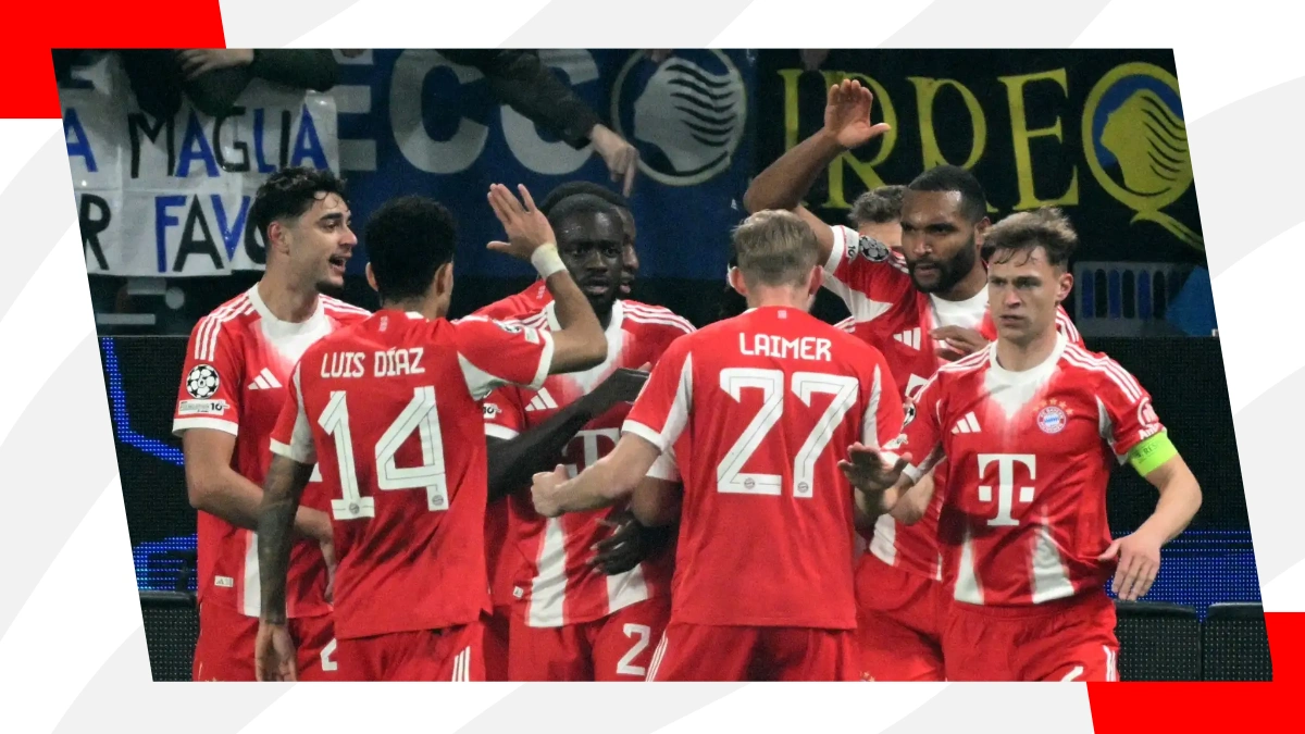 Il Bayern Monaco esulta dopo un gol all'Atalanta