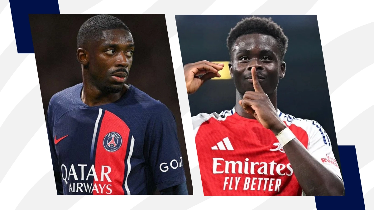 Dembele e Saka, due degli osservati speciali di PSG-Arsenal