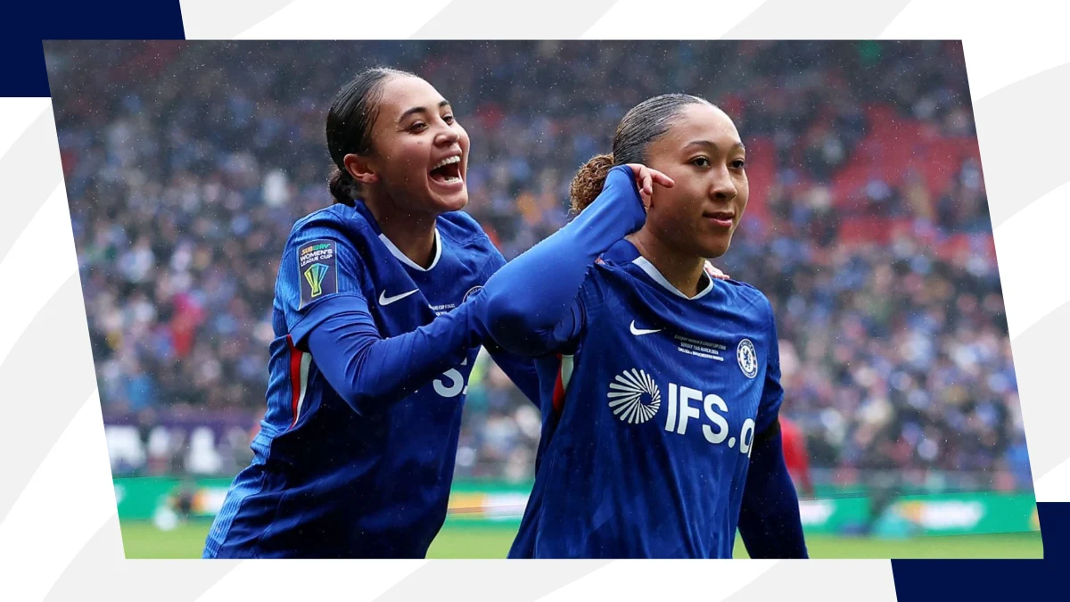 lauren james celebrates after scoring for chelsea during women's league cup fixture