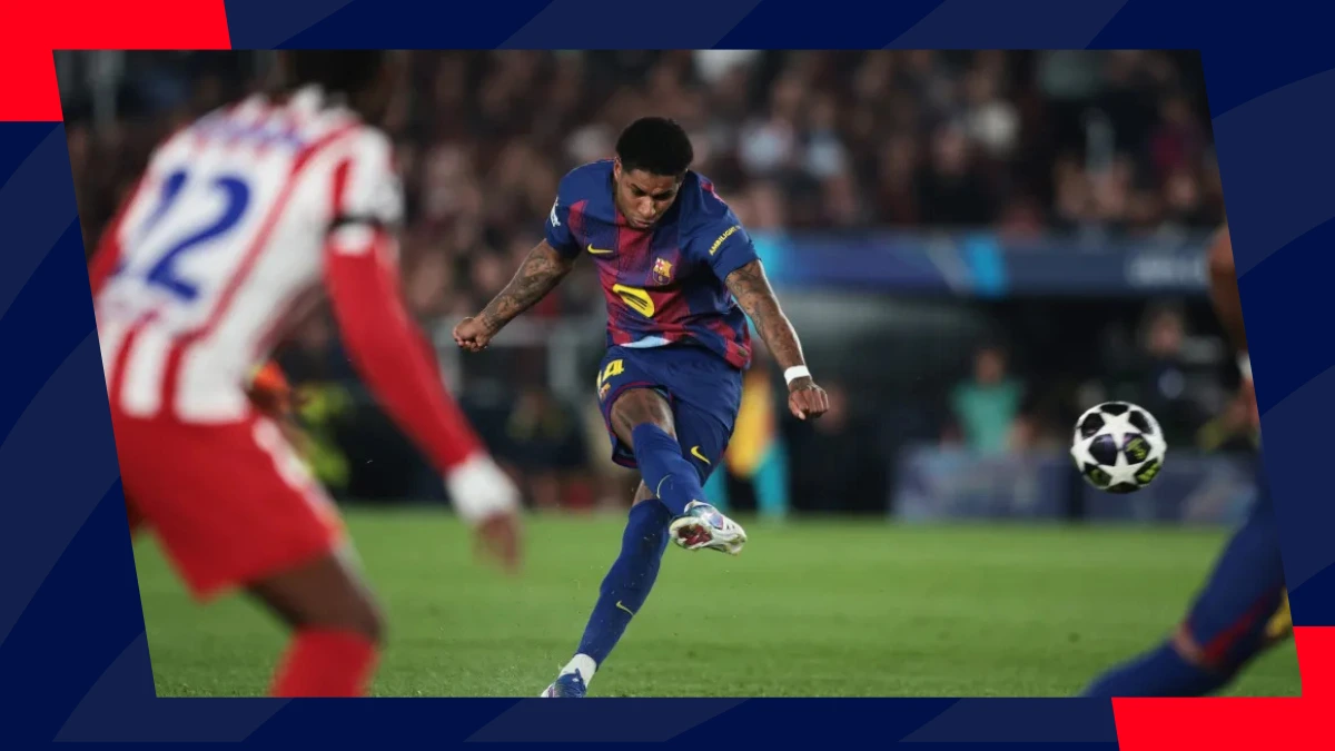 marcus rashford takes a shot at goal during a match against atletico madrid