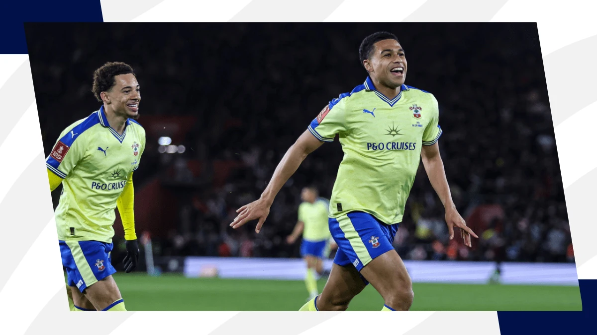 southampton player celebrates after scoring during fa cup game