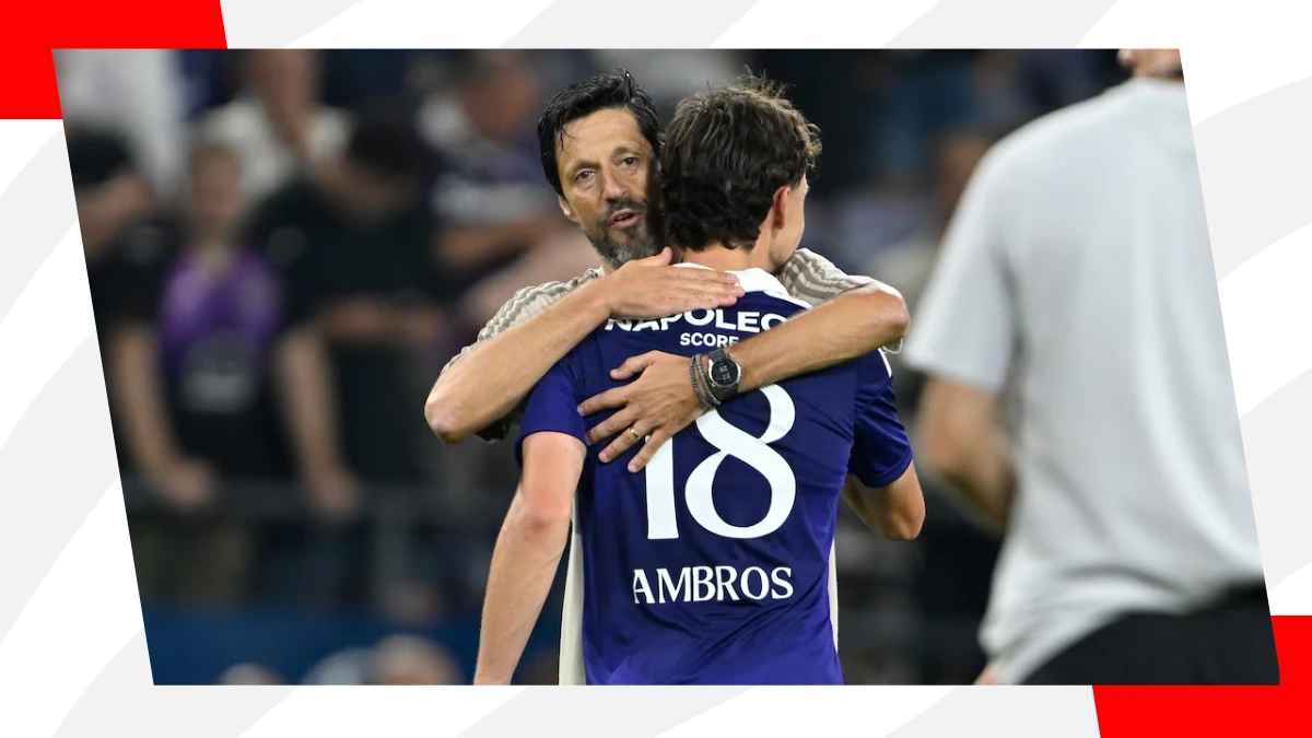 head coach vitor bruno comforts ambros after a productive game