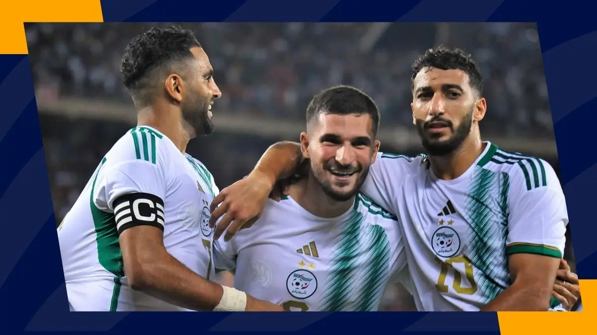 Algeria football team players celebrating