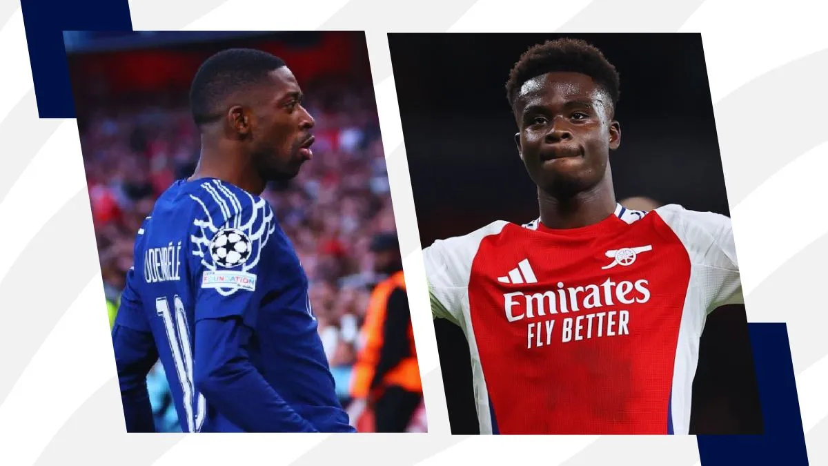 Apuestas deportivas - Champions League - PSG vs Arsenal - Ousmane Dembélé y Bukayo Saka
