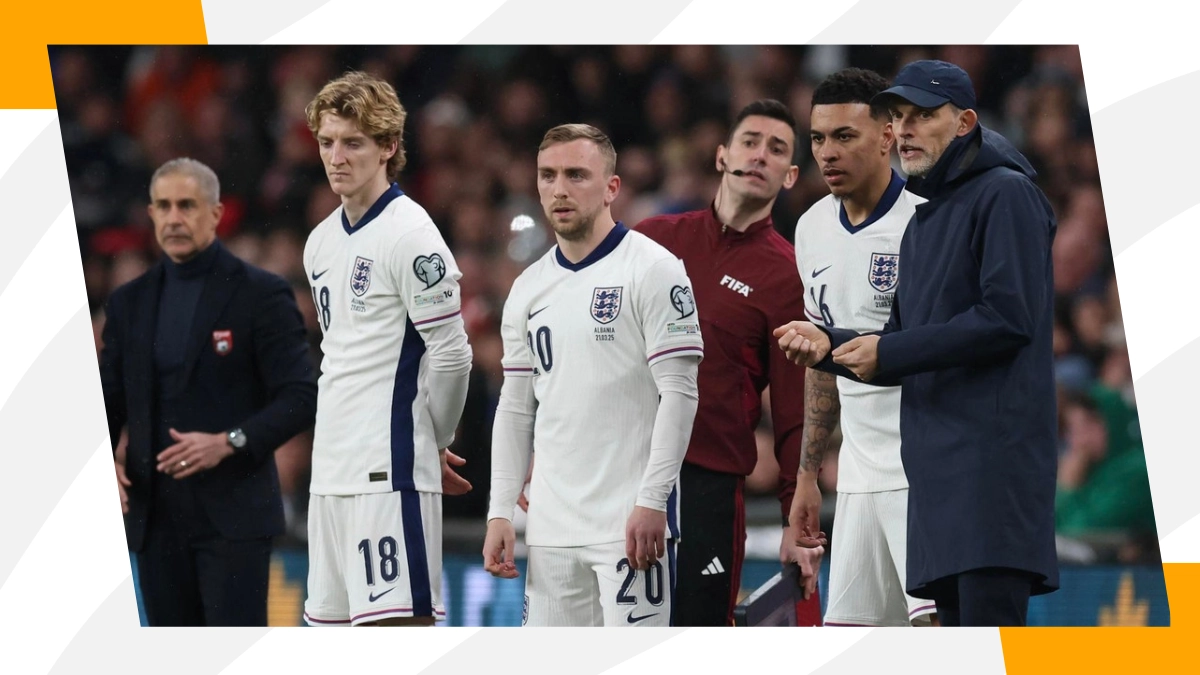 England players get ready to enter