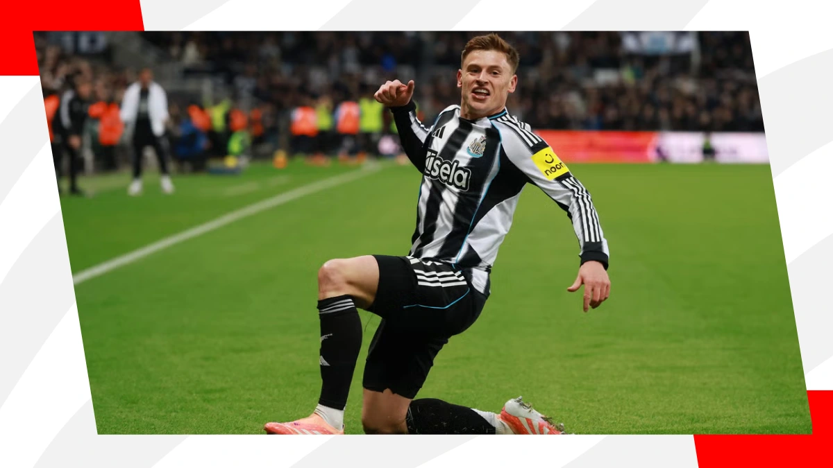 harvey barnes celebrates after scoring
