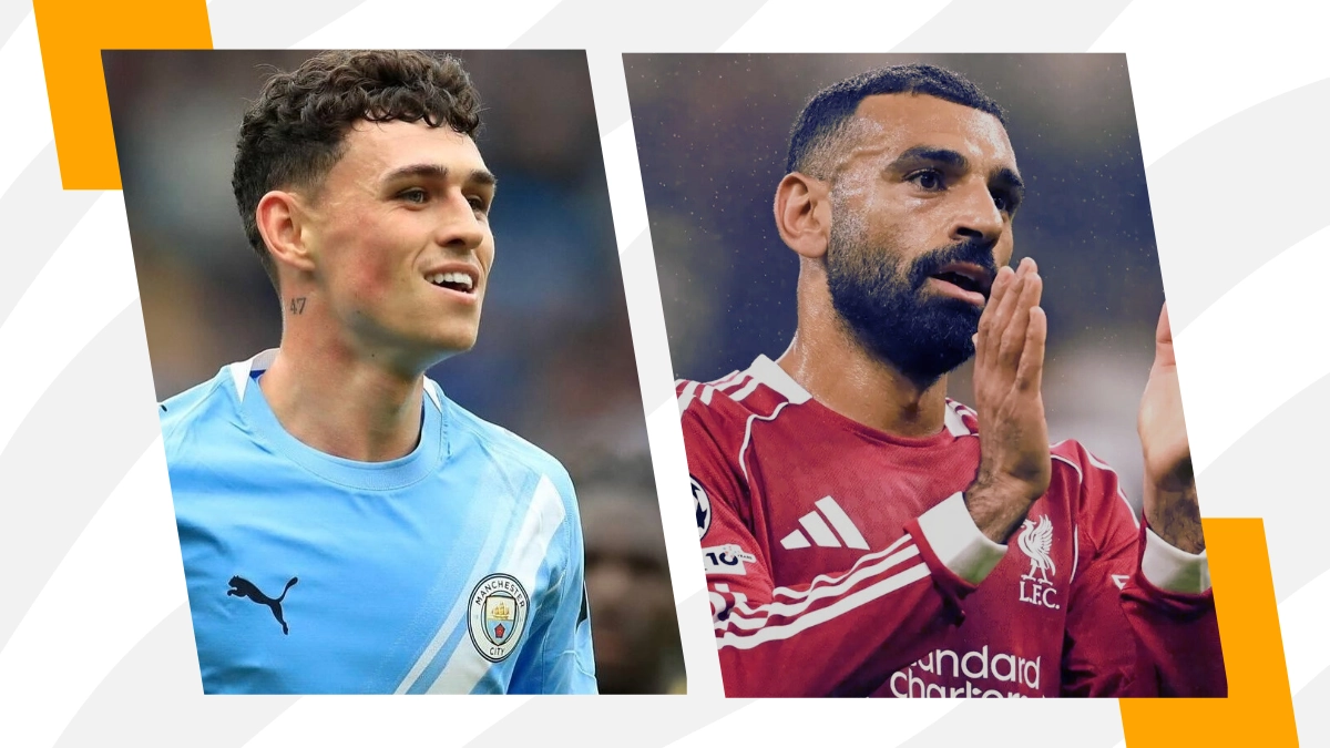 Phil Foden y Mohamed Salah