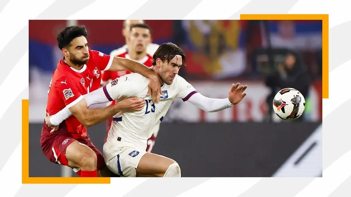 Vlahovic in action for Serbia