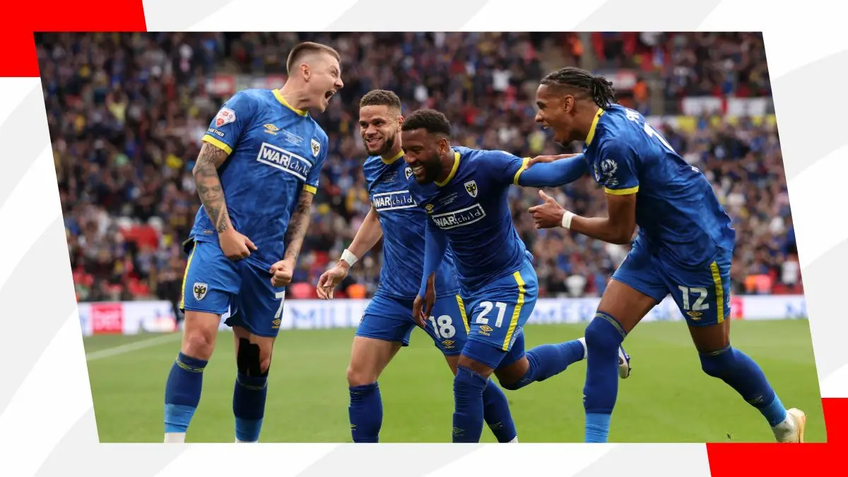 AFC Wimbledon players celebrating