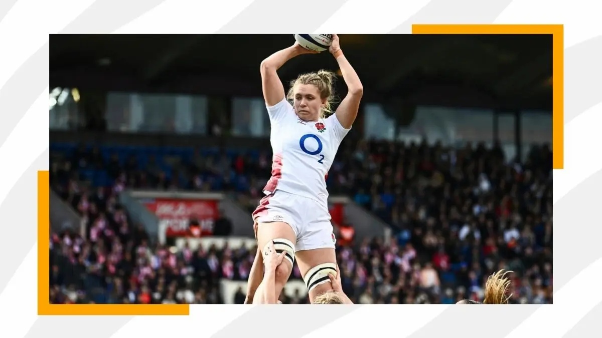 England women's rugby team in action