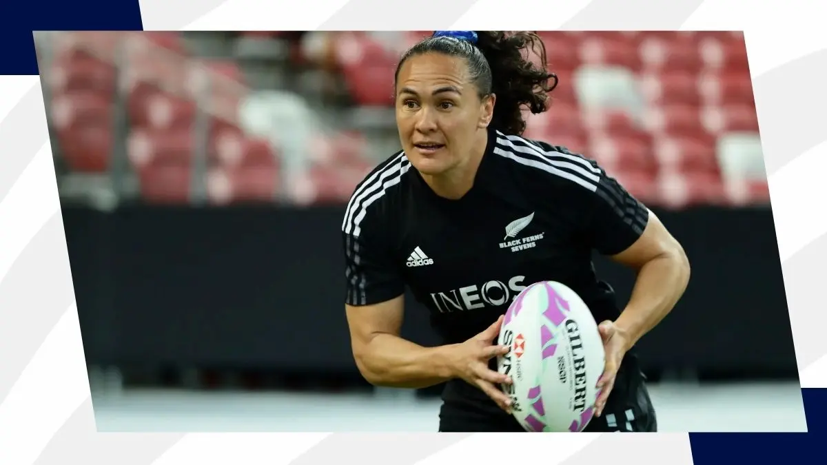Women's rugby team in action