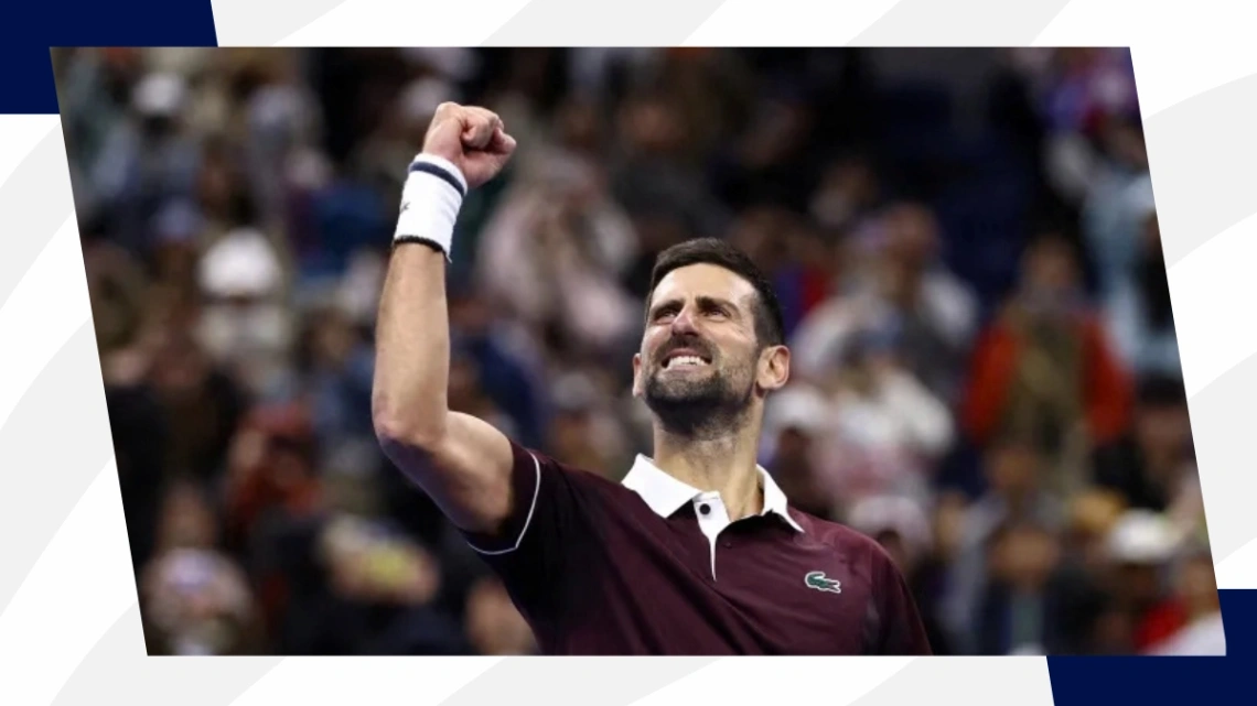 Novak Djokovic celebrating tennis win